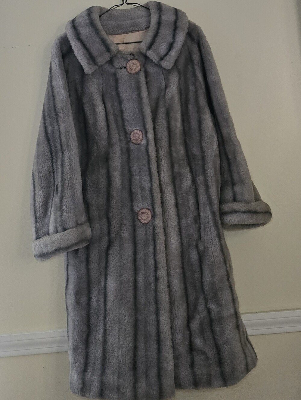 VTG 1960 Princeton’s O'Llegro Sixty Faux Fur Coat Gray Size 16 - Picture 2 of 11